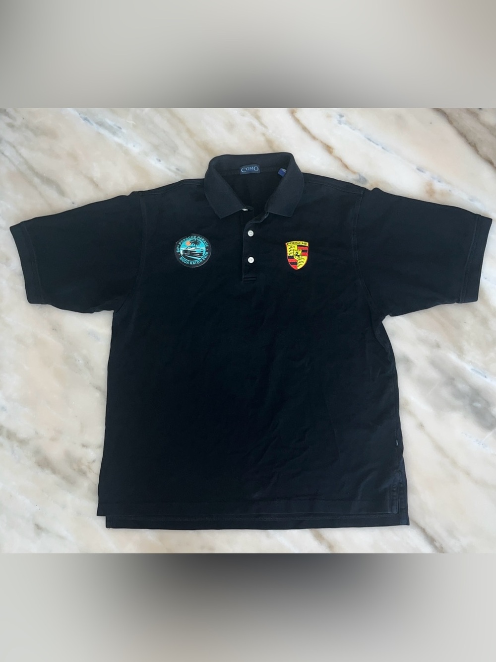 PORSCHE Polo Embroidered Crest Patch, Black size L Como Sport Boca Raton